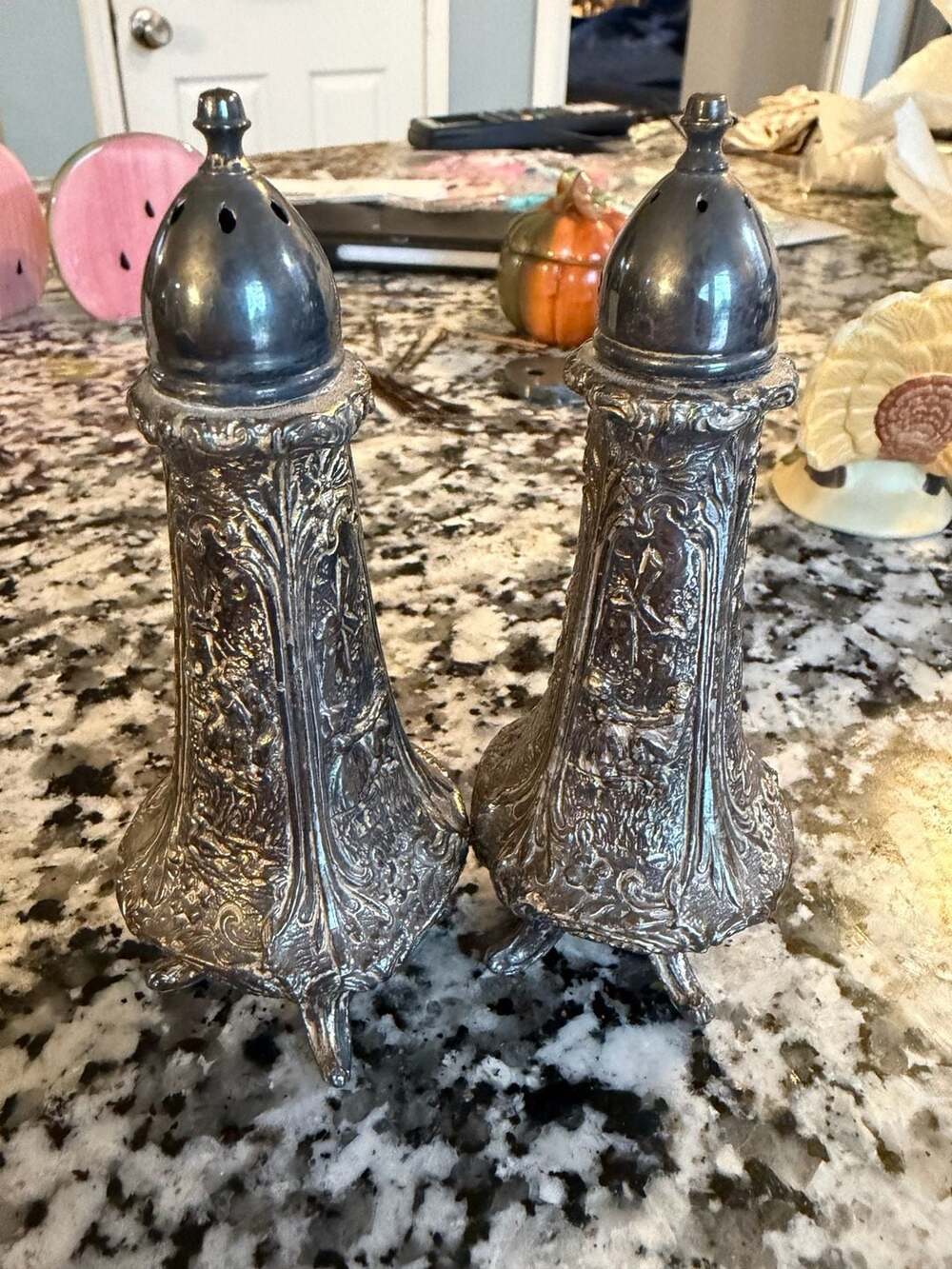 W.B. Mfg. Co. Silver Plate Salt and Pepper Shakers #2314